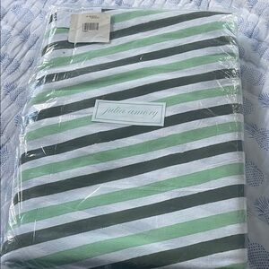 Julia Amory Green and White Striped Round Tablecloth